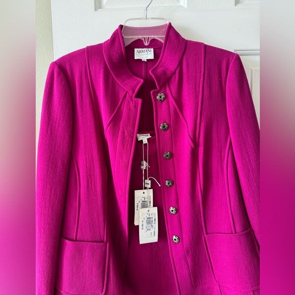 NWT ARMANI COLLEZIONE DRESS W JACKET size 8, Magenta - Picture 3 of 16